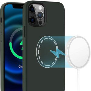 For iPhone 12 pro max mini Magsafe liquid Silicone Case Magnetic Cover Green